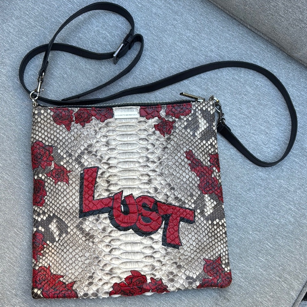 Elisabeth Weinstock Snakeskin Hand Painted Satchel Crossbody